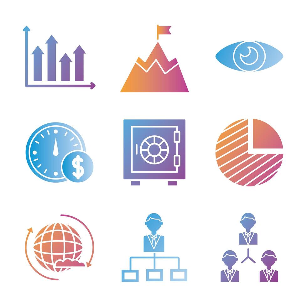 start up and business set icons vector