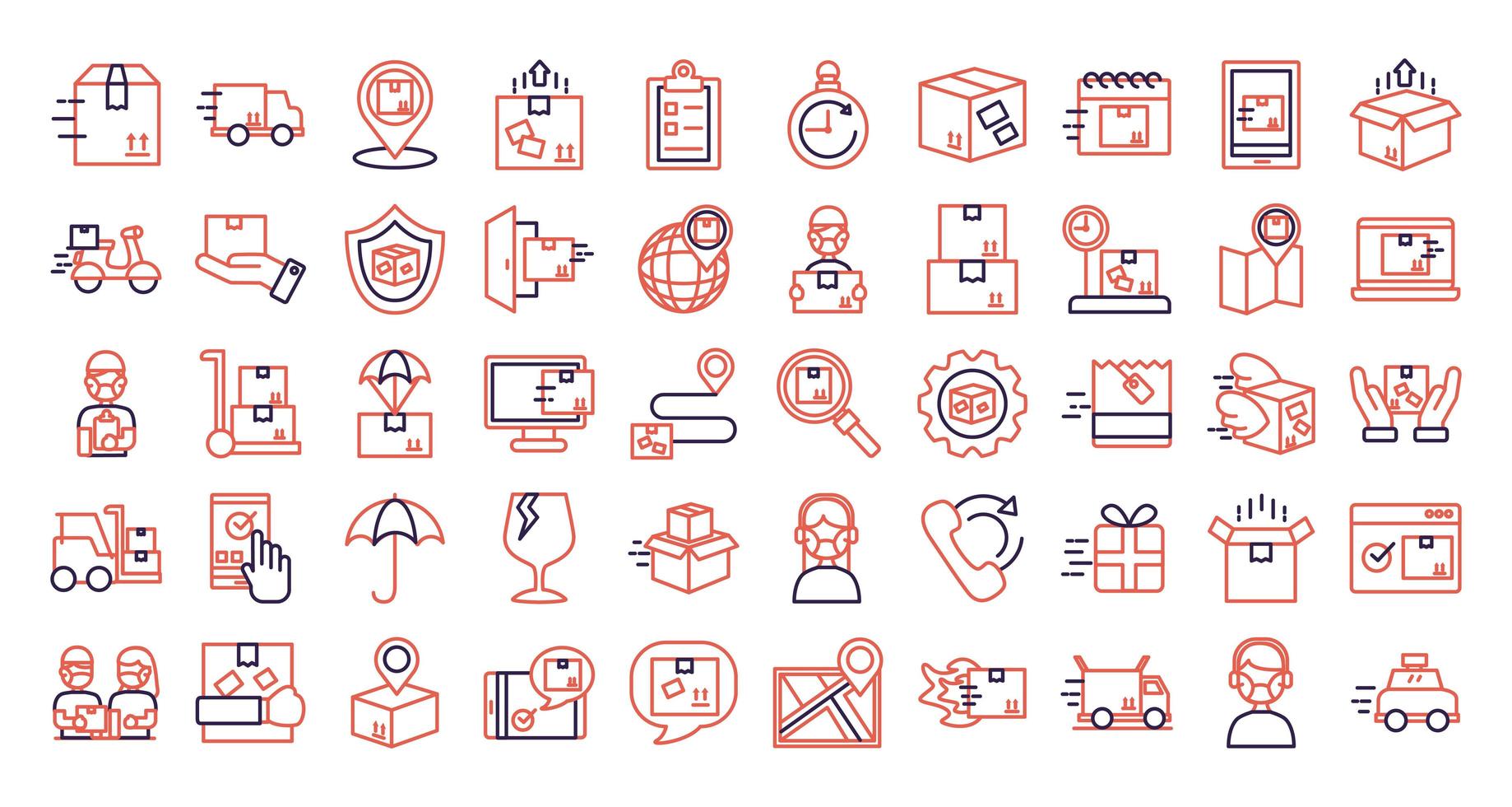 paquete de iconos de servicio de entrega vector