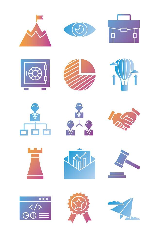 start up and business set icons vector
