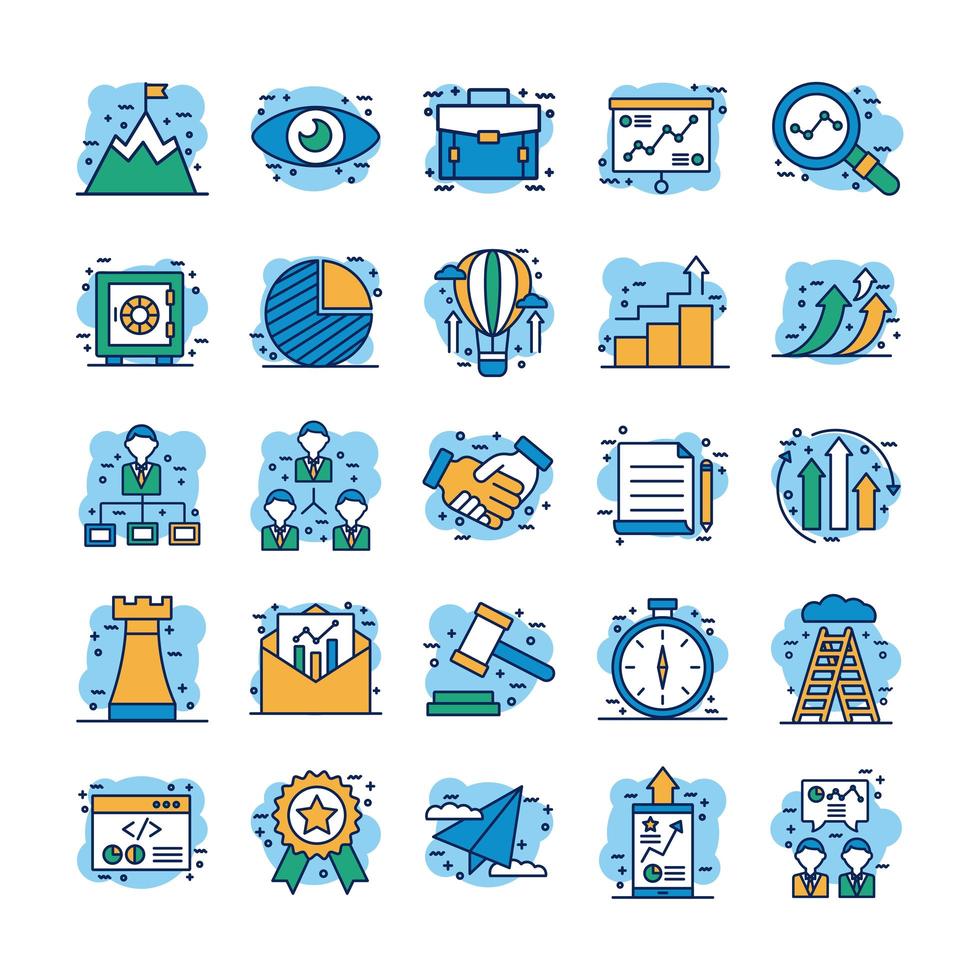 start up and business set icons vector