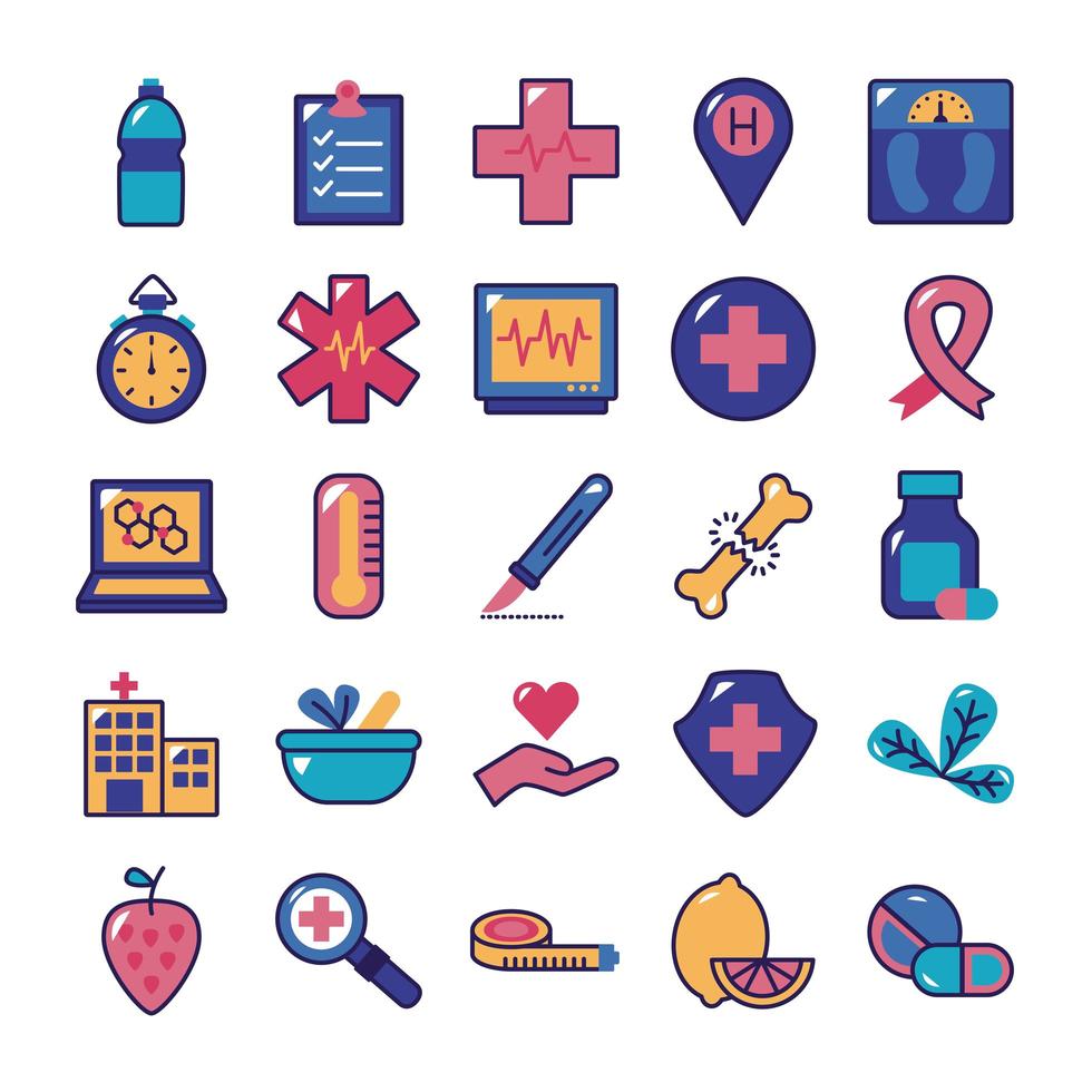 paquete de iconos de conjunto médico vector