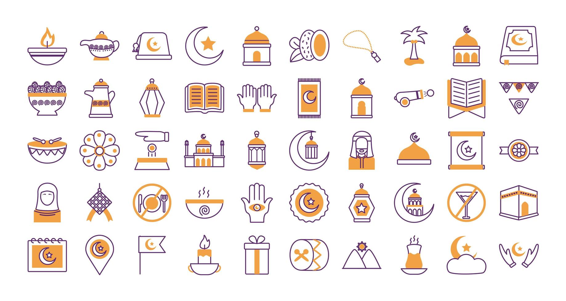 paquete de ramadan kareem set iconos vector