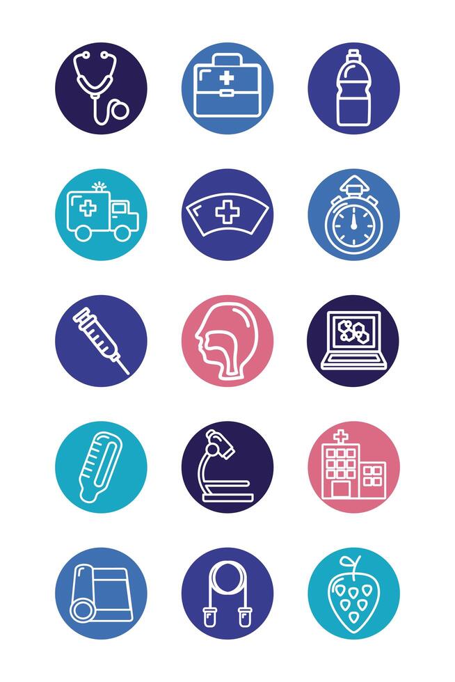 bundle of medical set icons vector