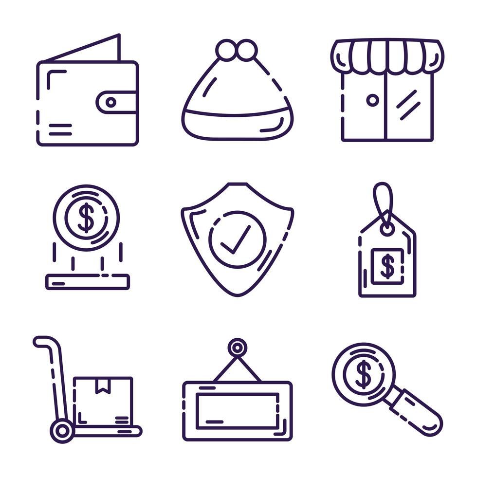 paquete de iconos de conjunto comercial vector