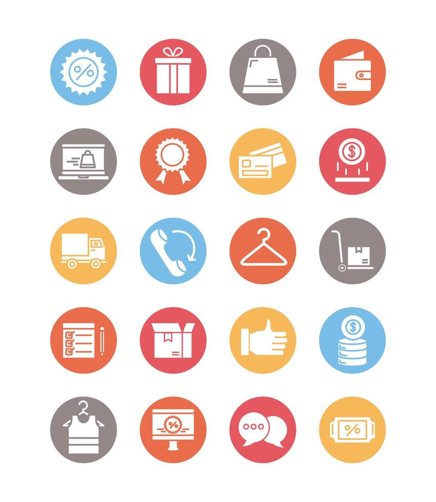 bundle of commercial set icons vector