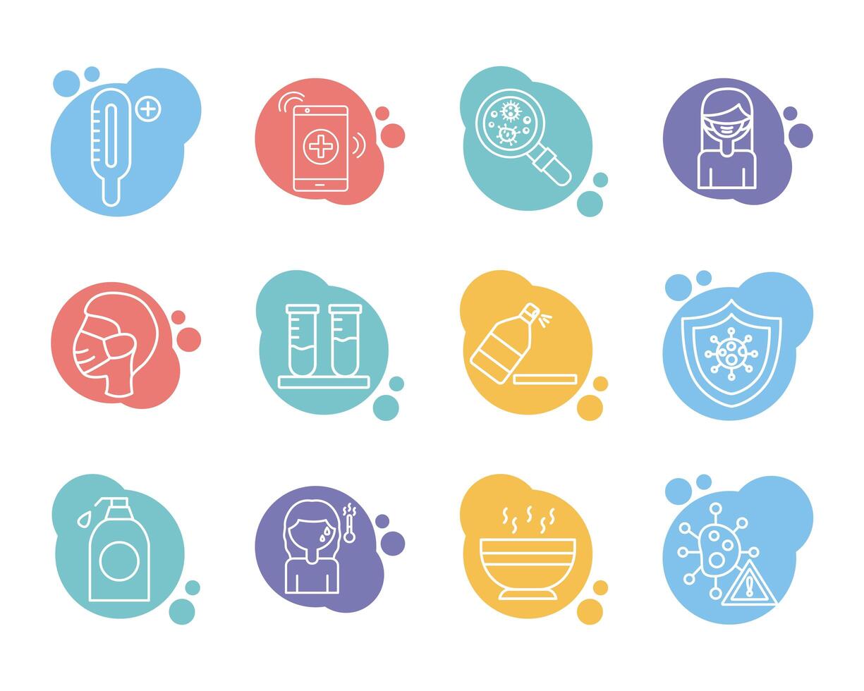 bundle of covid19 set icons vector
