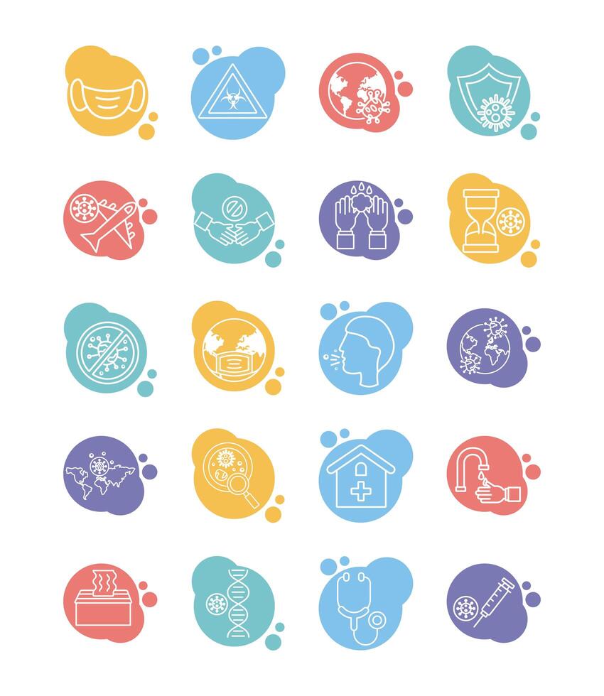 bundle of covid19 set icons vector