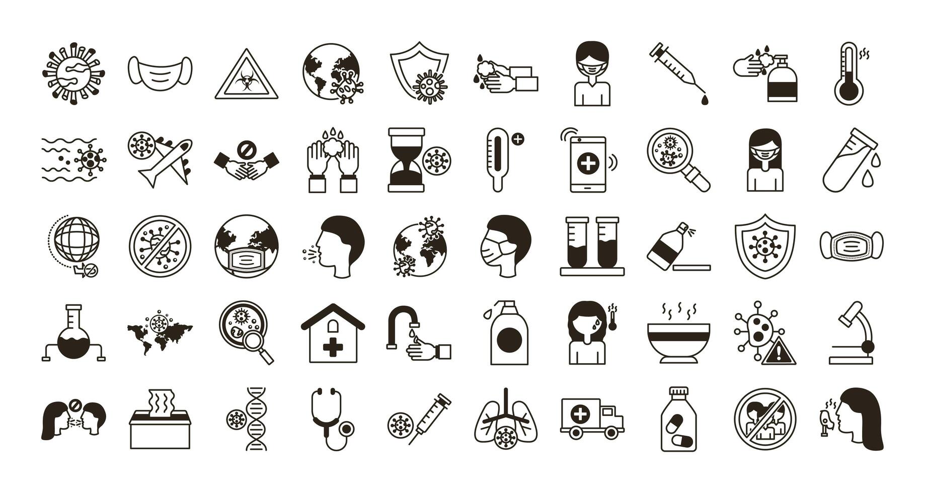 bundle of covid19 set icons vector