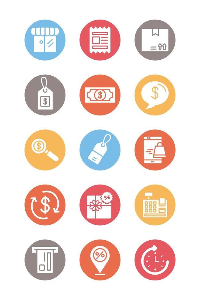 bundle of commercial set icons vector