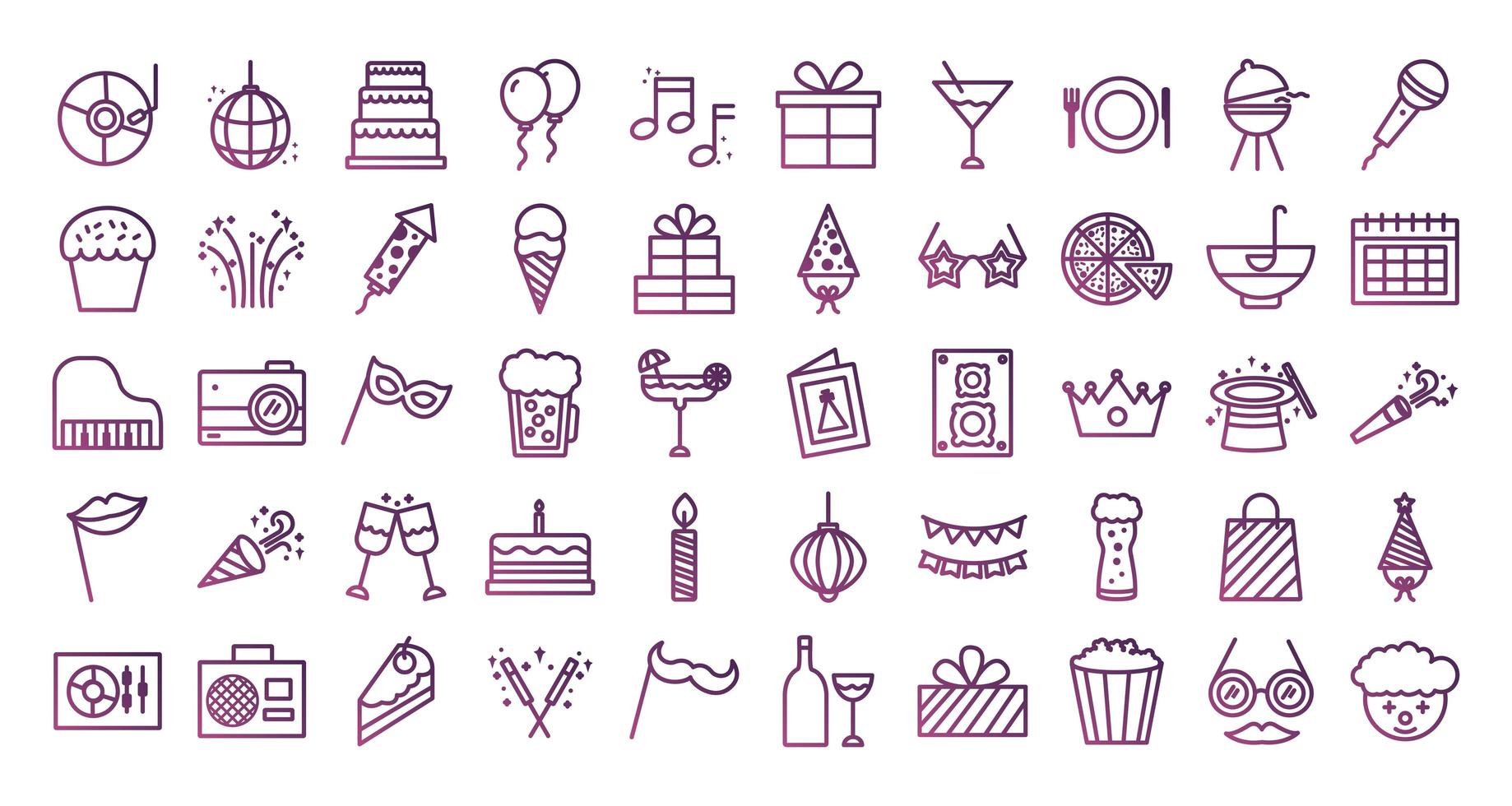 bundle of party set icons vector