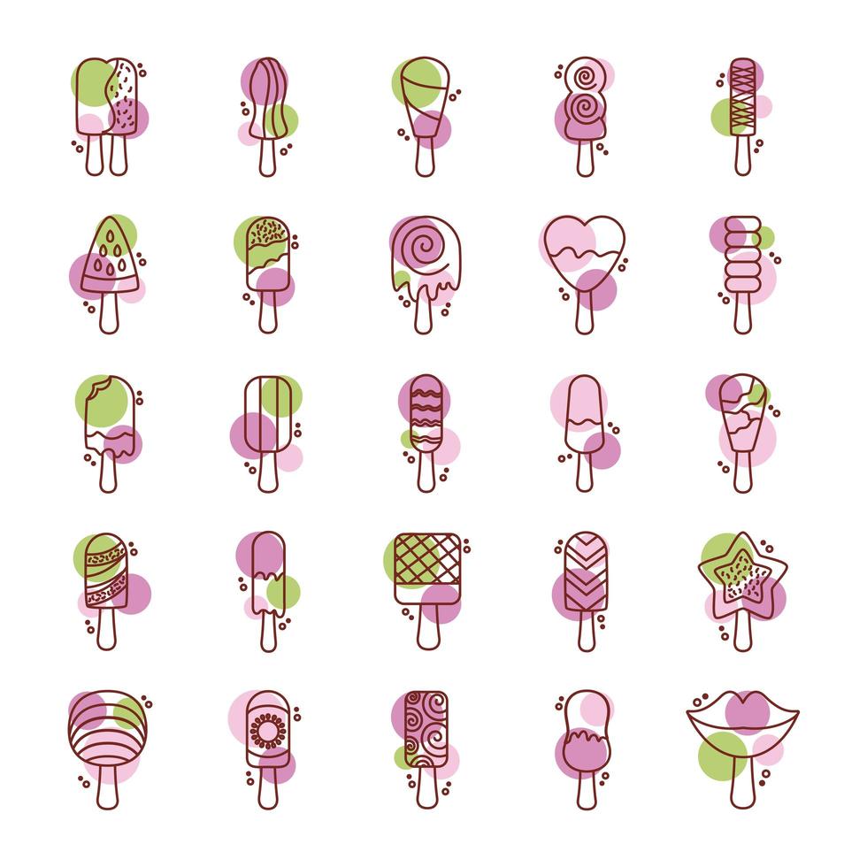 bundle of ice creams set icons vector
