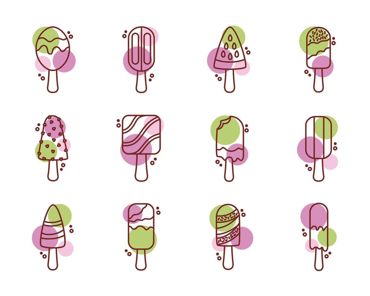 paquete de helados establecer iconos vector