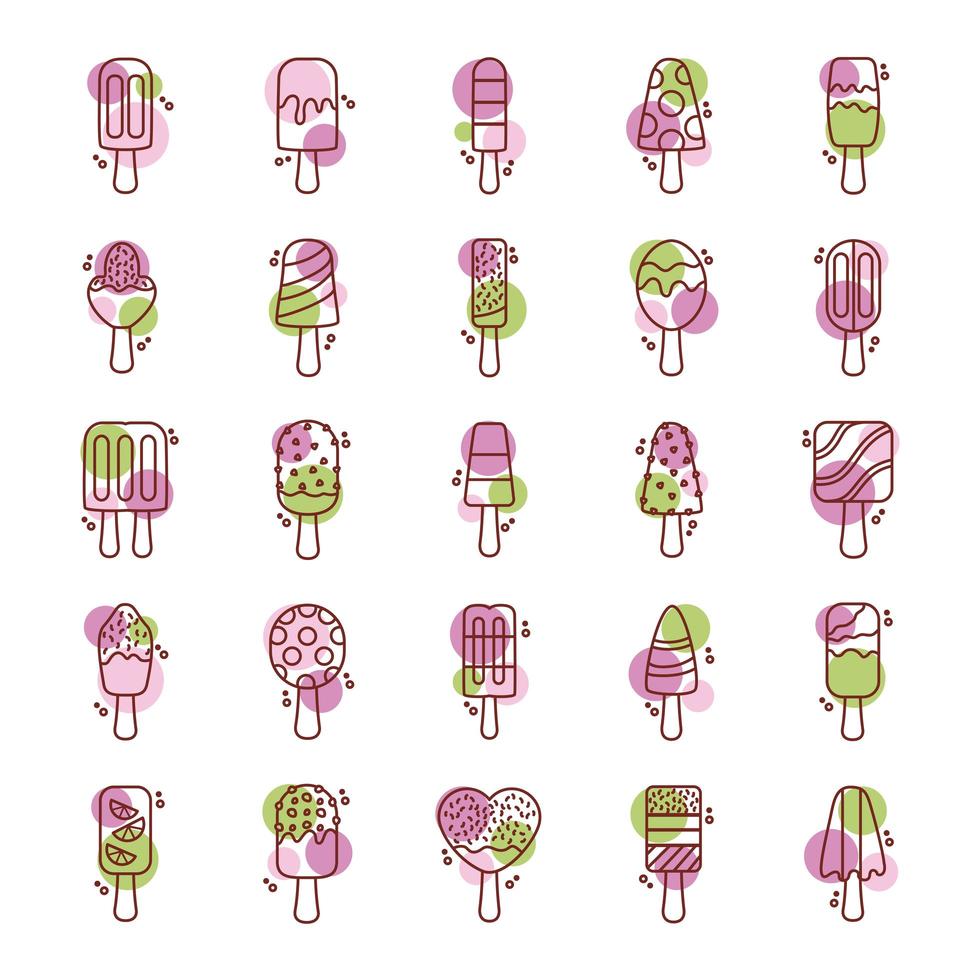 bundle of ice creams set icons vector