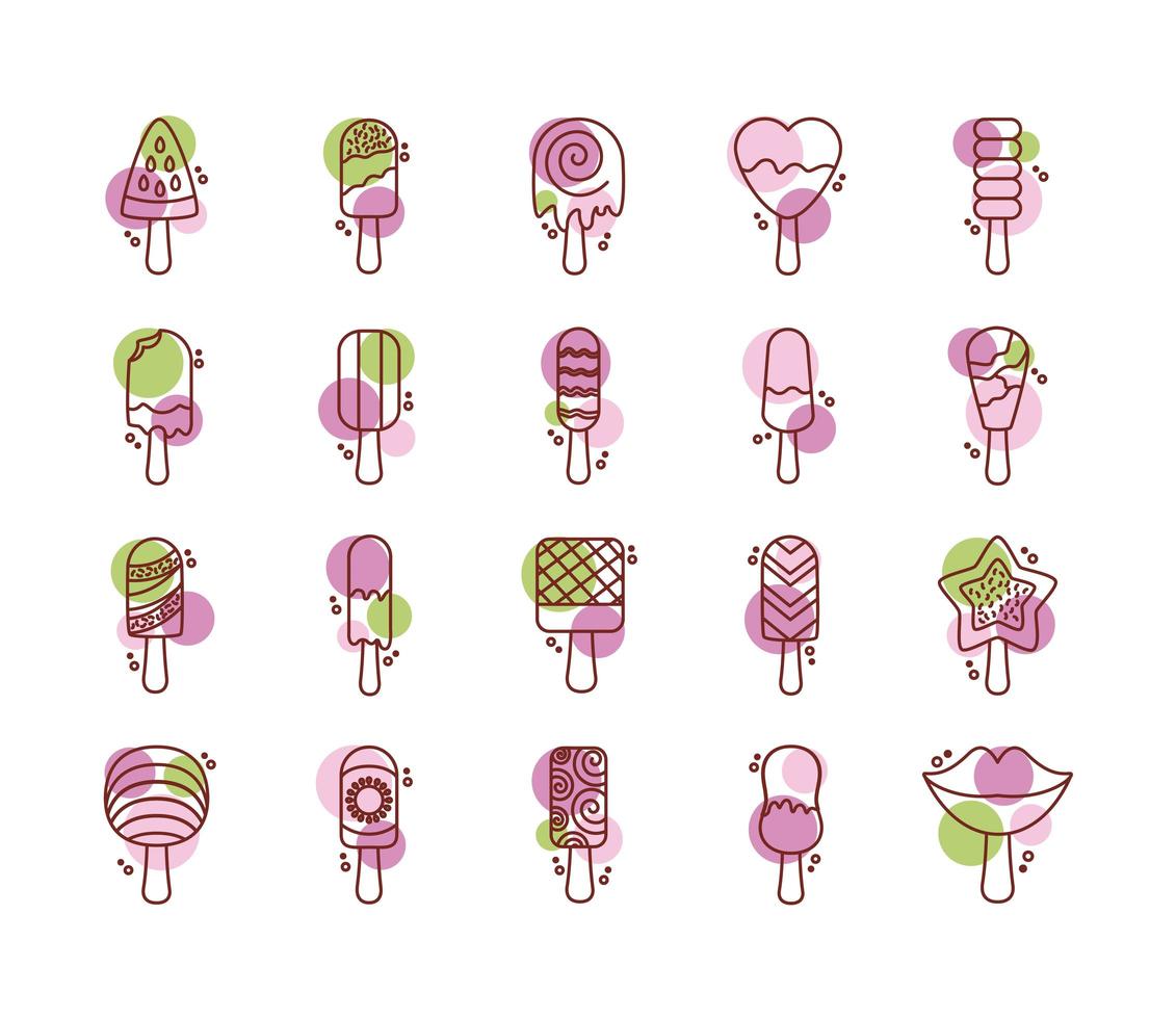 paquete de helados establecer iconos vector