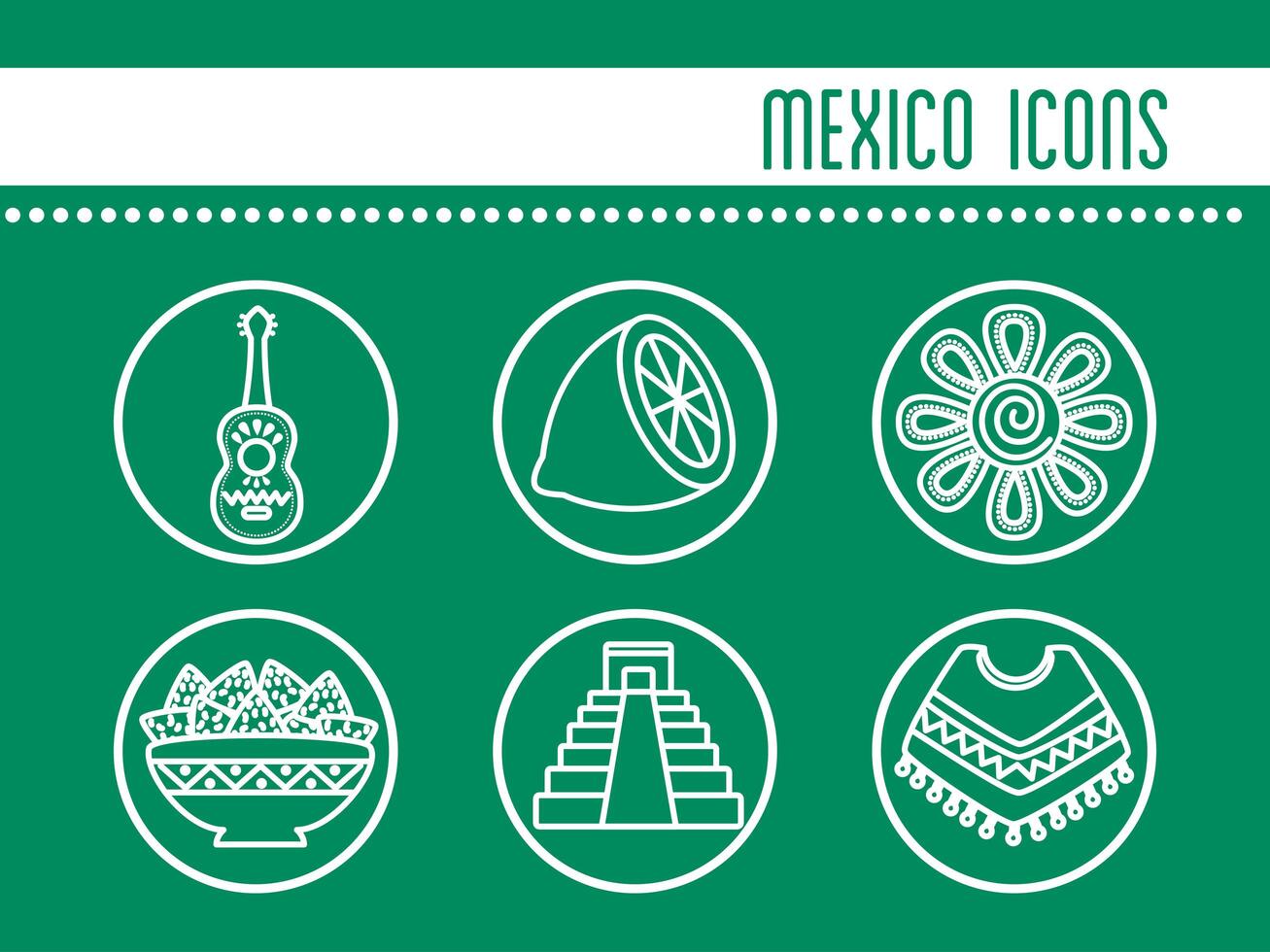 paquete de iconos mexicanos vector