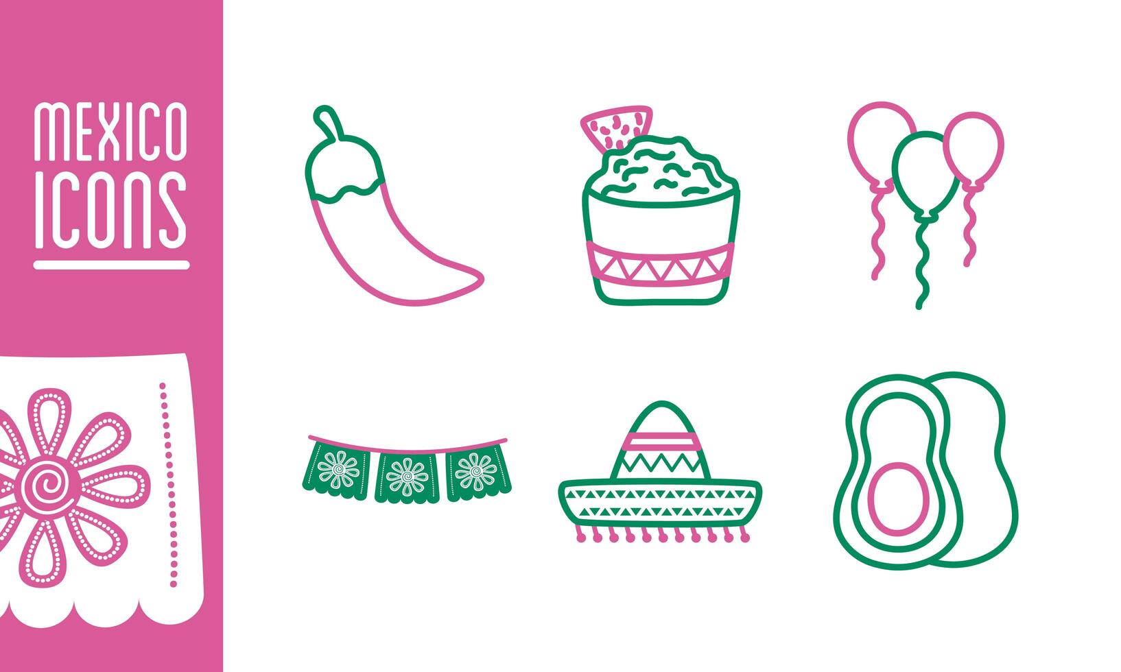 bundle of mexican set icons vector