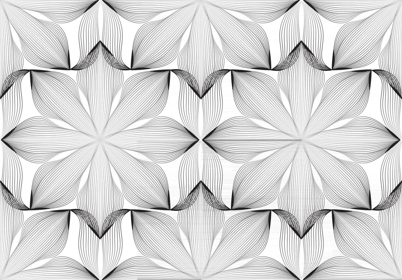 patrón de línea floral transparente abstracto. adorno de línea árabe con formas de flores. patrón de mosaico de oriente floral con líneas negras. adorno asiático. remolino geométrico doodle textura vector