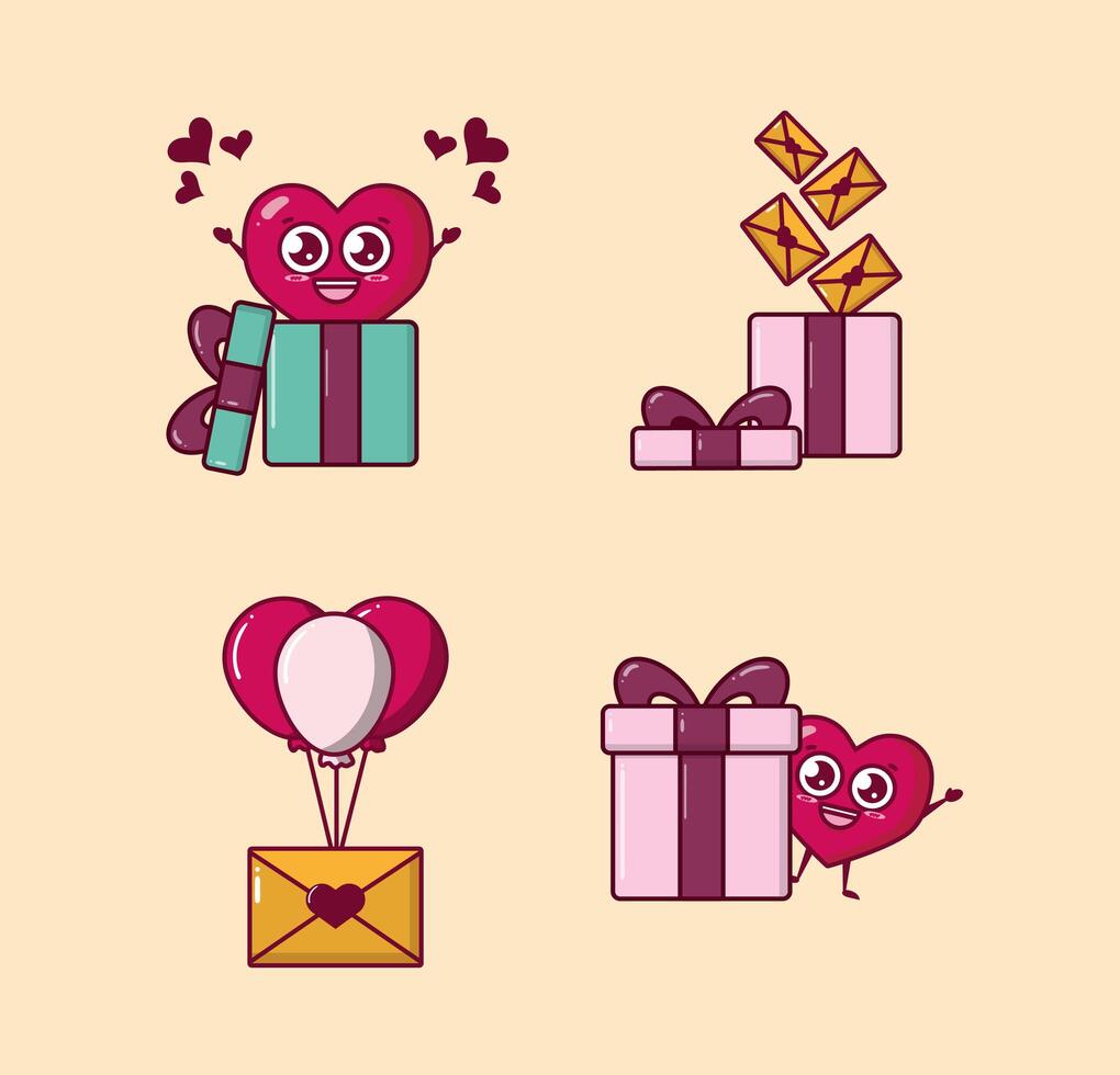 bundle of valentines day set icons vector