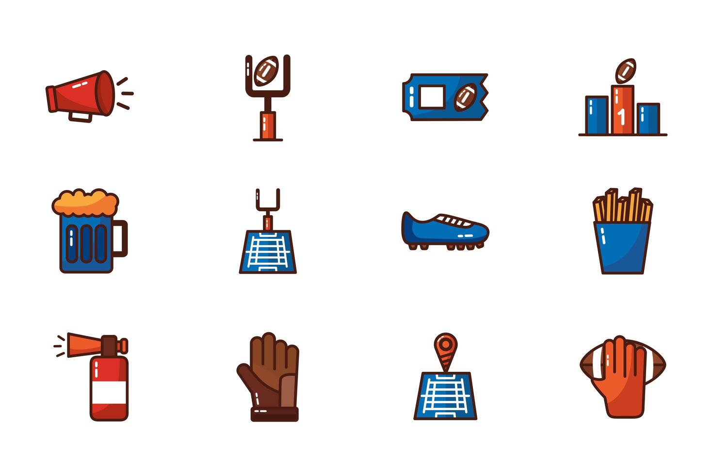 bundle of american football set icons vector