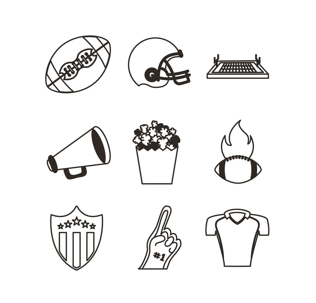 paquete de iconos de deporte de fútbol americano vector
