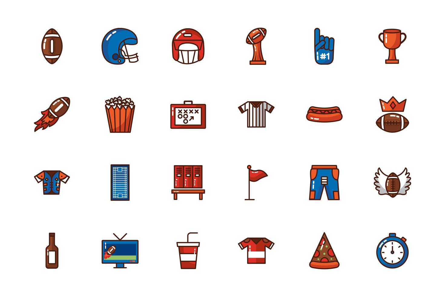 paquete de fútbol americano set iconos vector