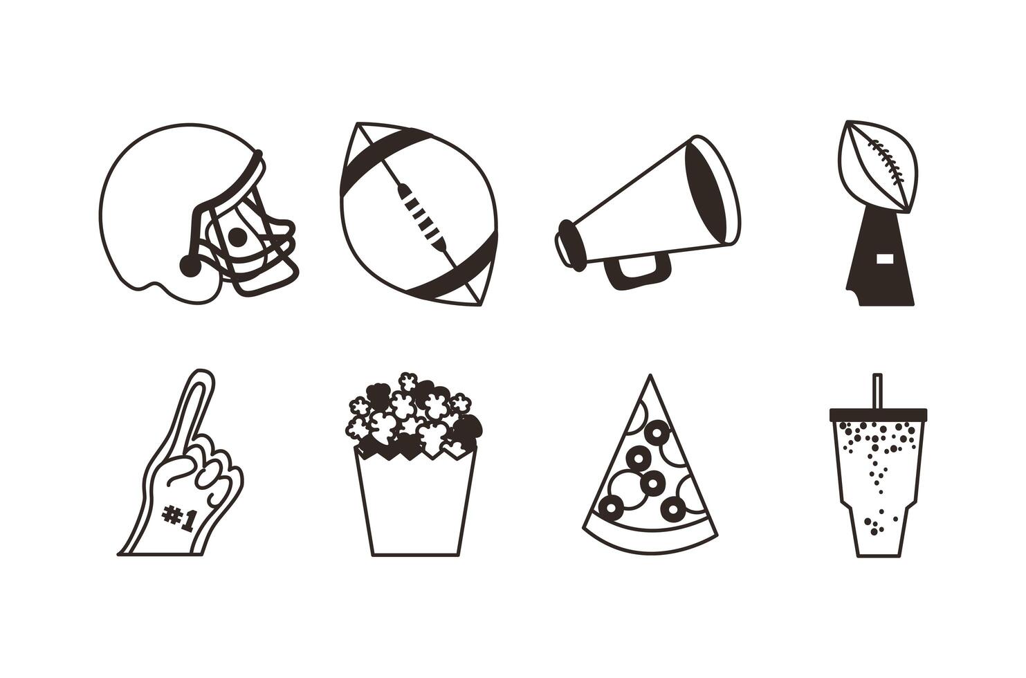 bundle of american football sport icons vector