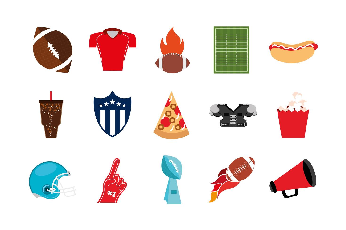 paquete de iconos de deporte de fútbol americano vector