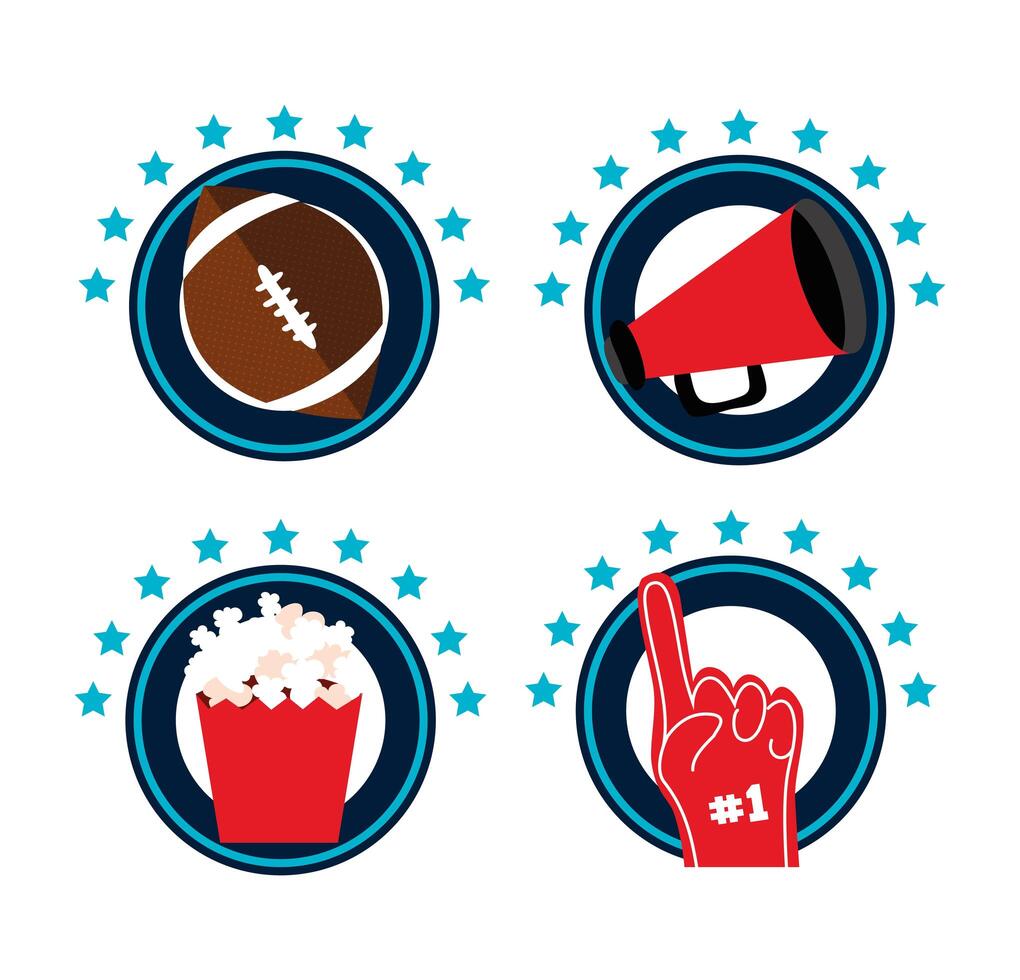 paquete de iconos de deporte de fútbol americano vector