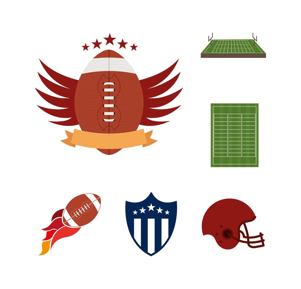 paquete de iconos de deporte de fútbol americano vector