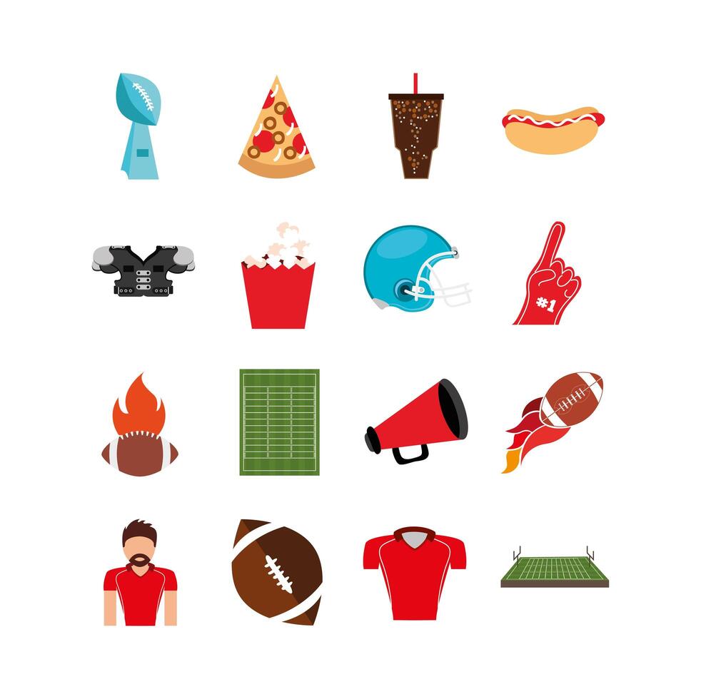 bundle of american football sport icons vector