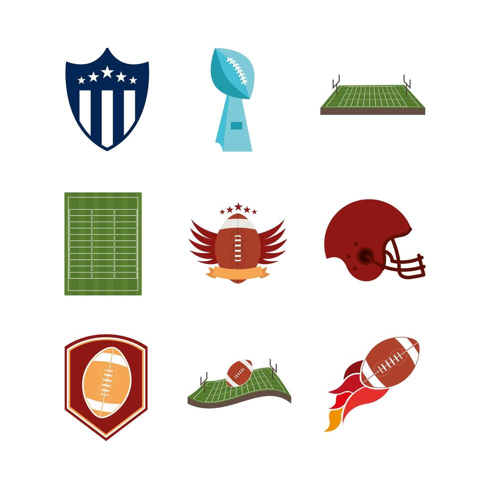 bundle of american football sport icons vector