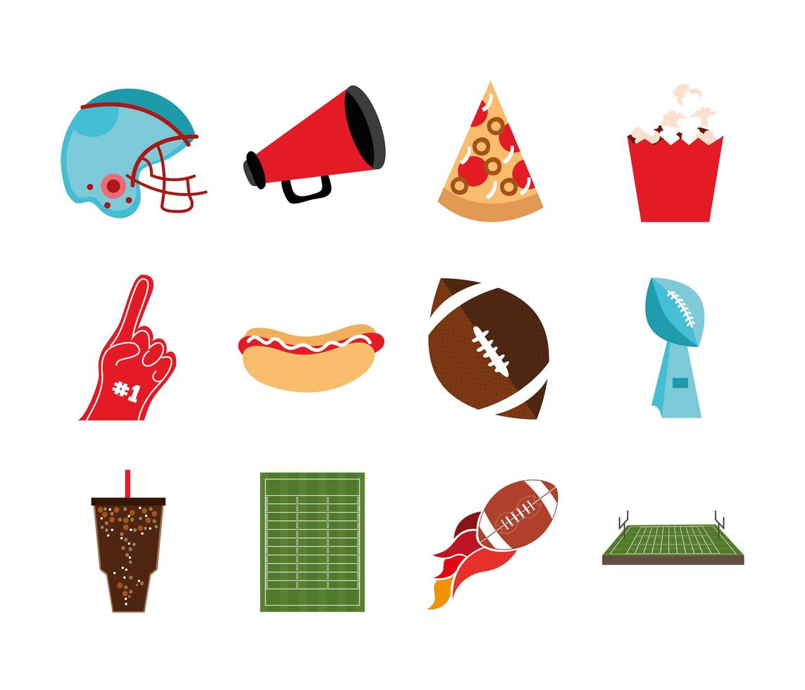 bundle of american football sport icons vector