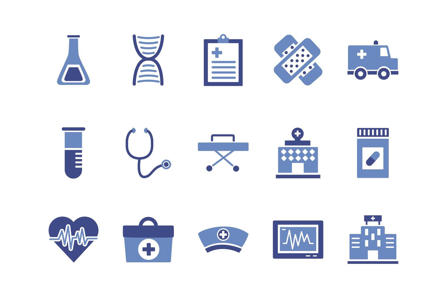 bundle of medical set icons vector