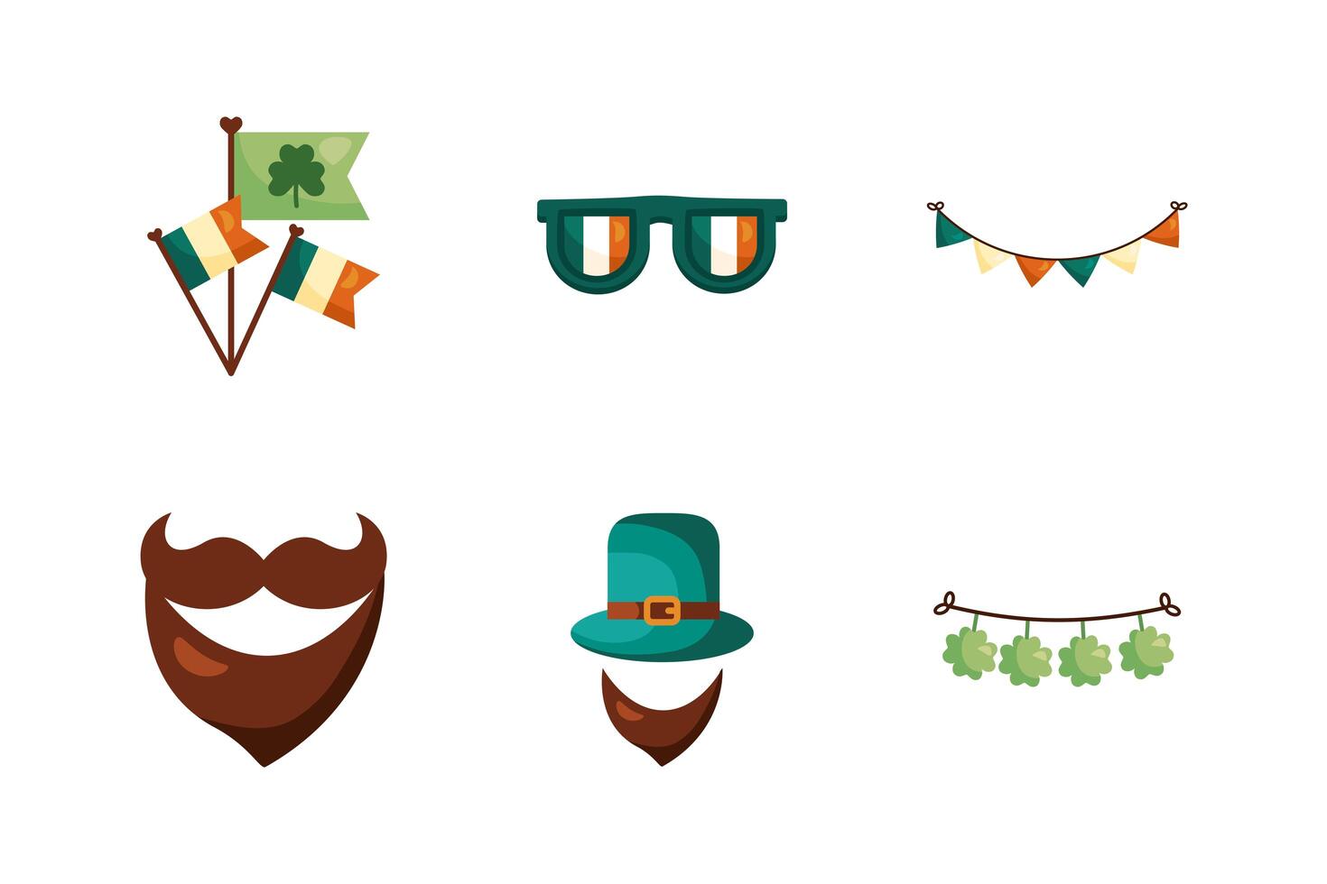 paquete de iconos de estilo detallado del día de san patricio vector