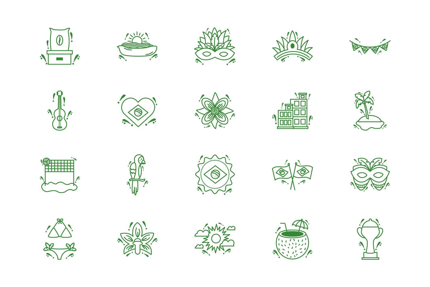 bundle of brazil set icons vector