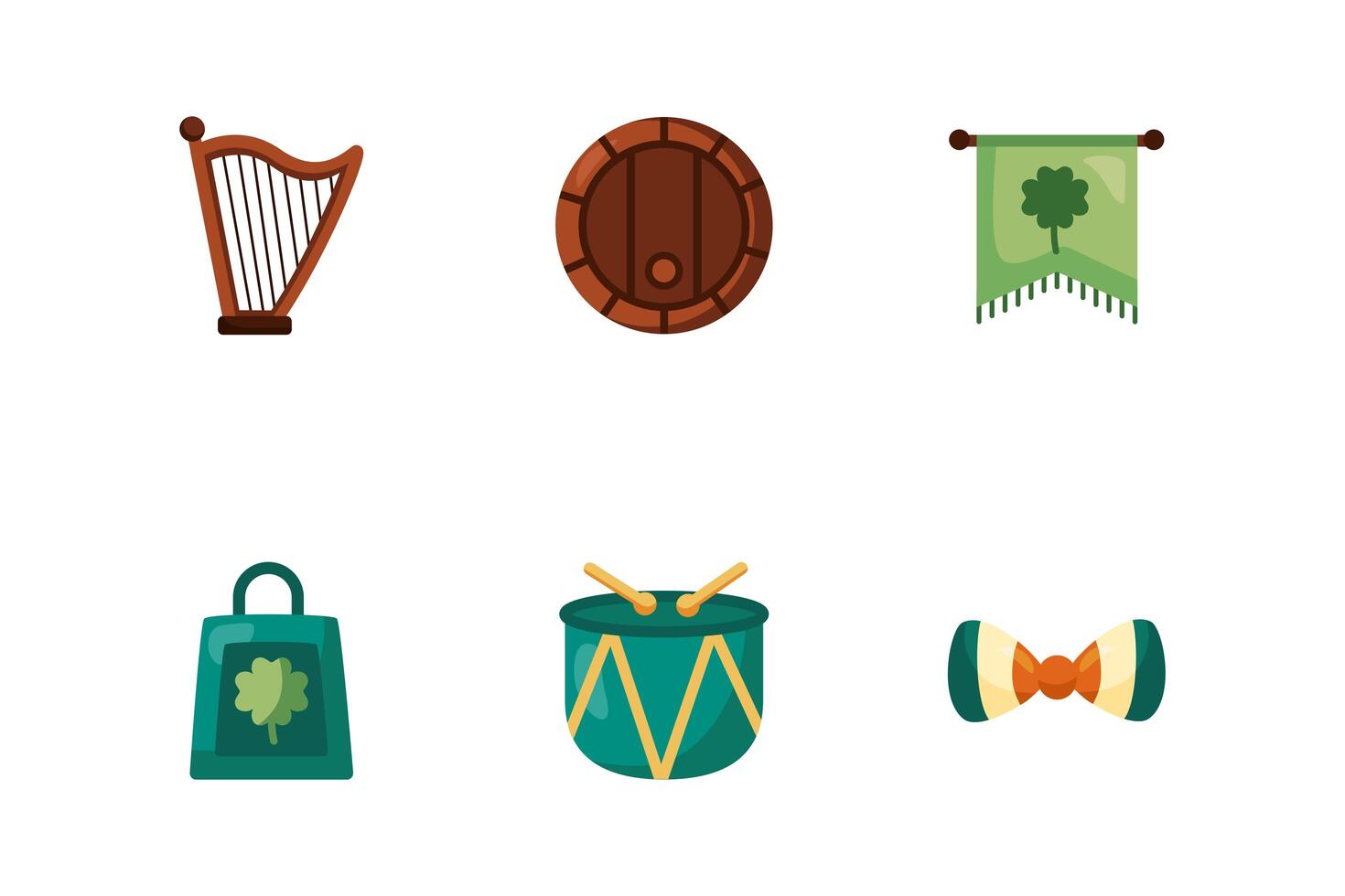 paquete de iconos de estilo detallado del día de san patricio vector