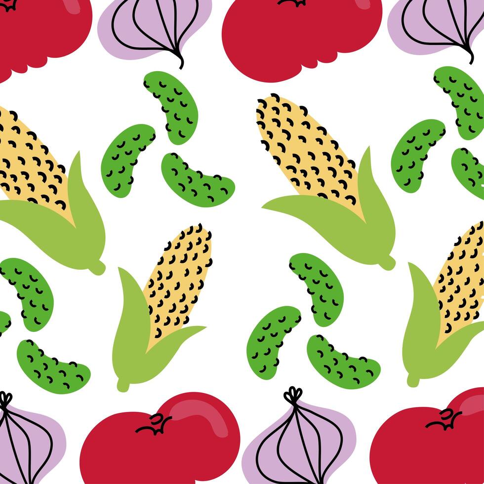 vegetables healthy food pattern background vector