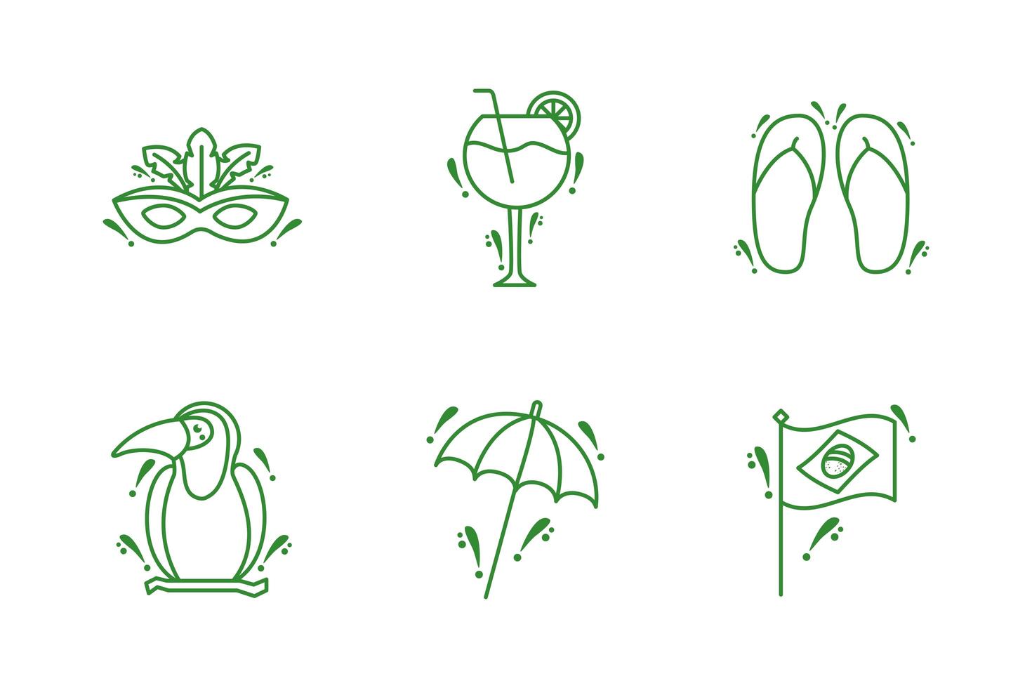 bundle of brazil set icons vector