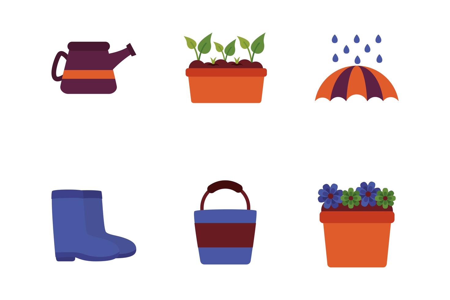 bundle of spring set flat icons vector