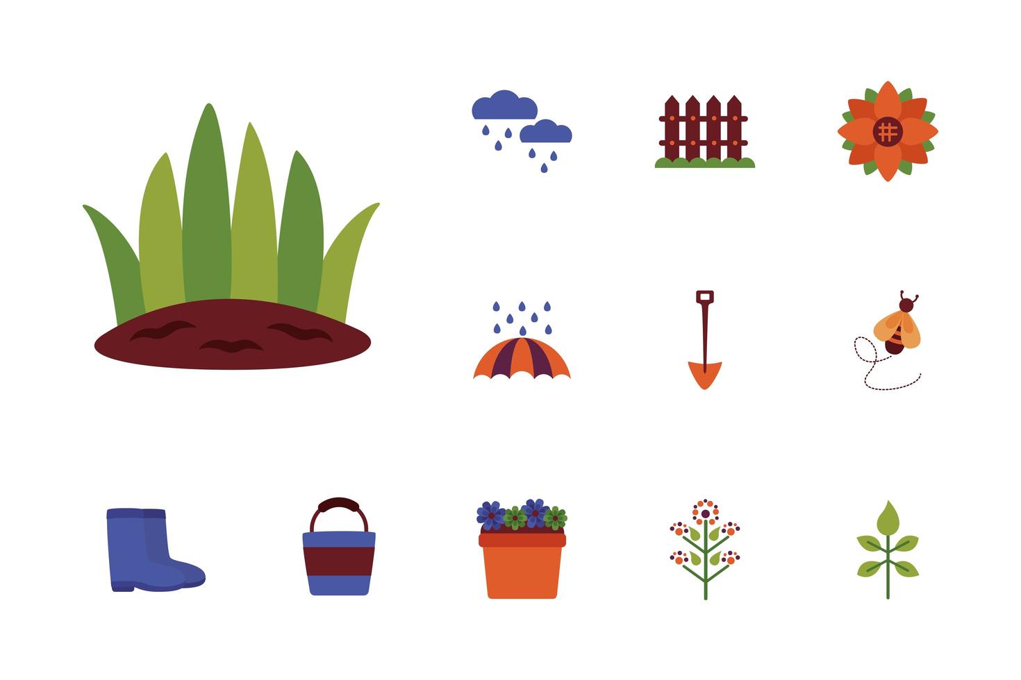 bundle of spring set flat icons vector