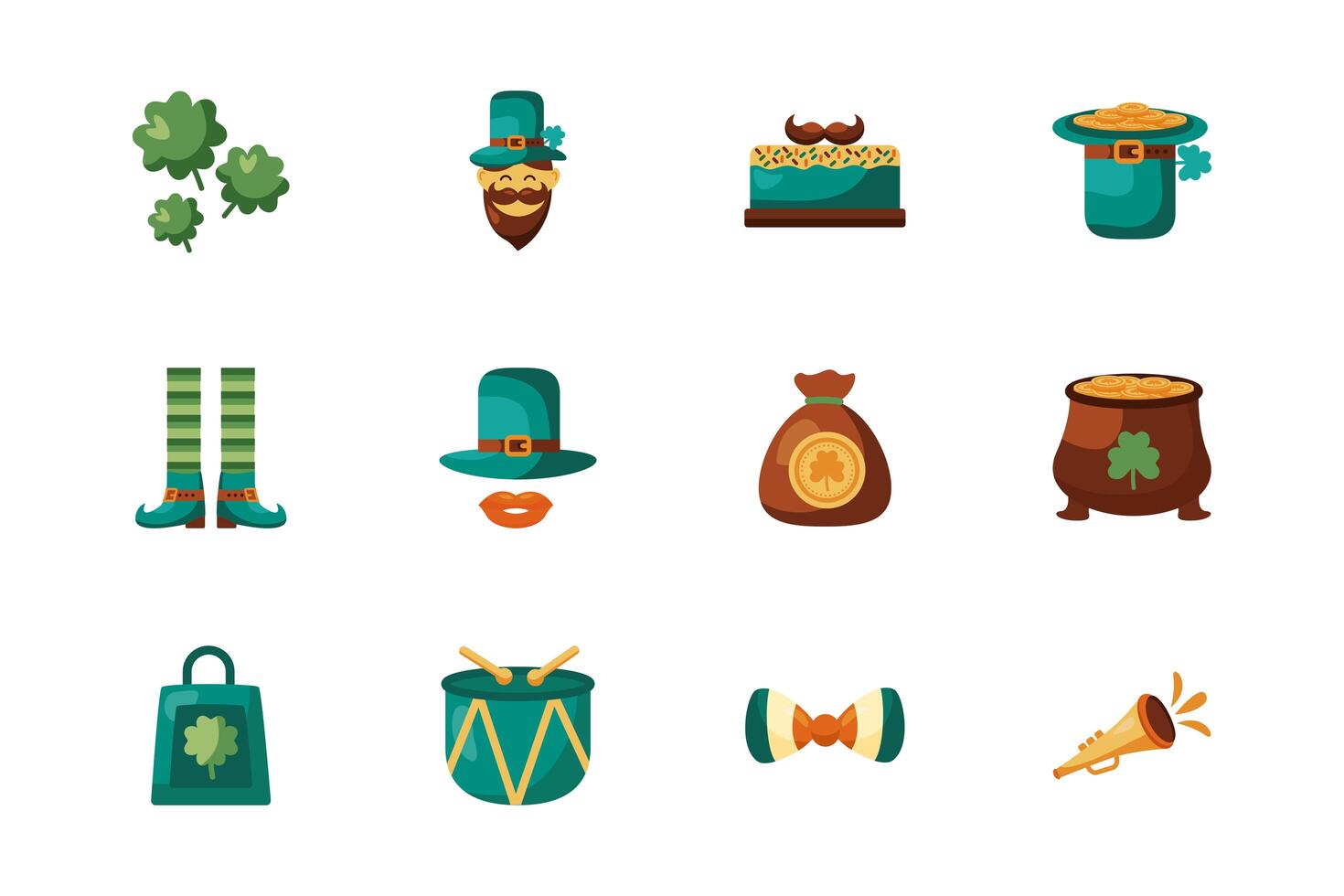 bundle of saint patricks day detaild style icons vector