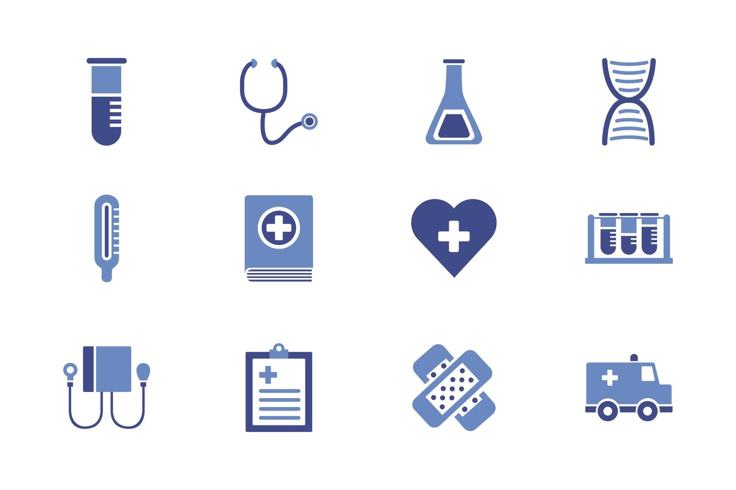 bundle of medical set icons vector