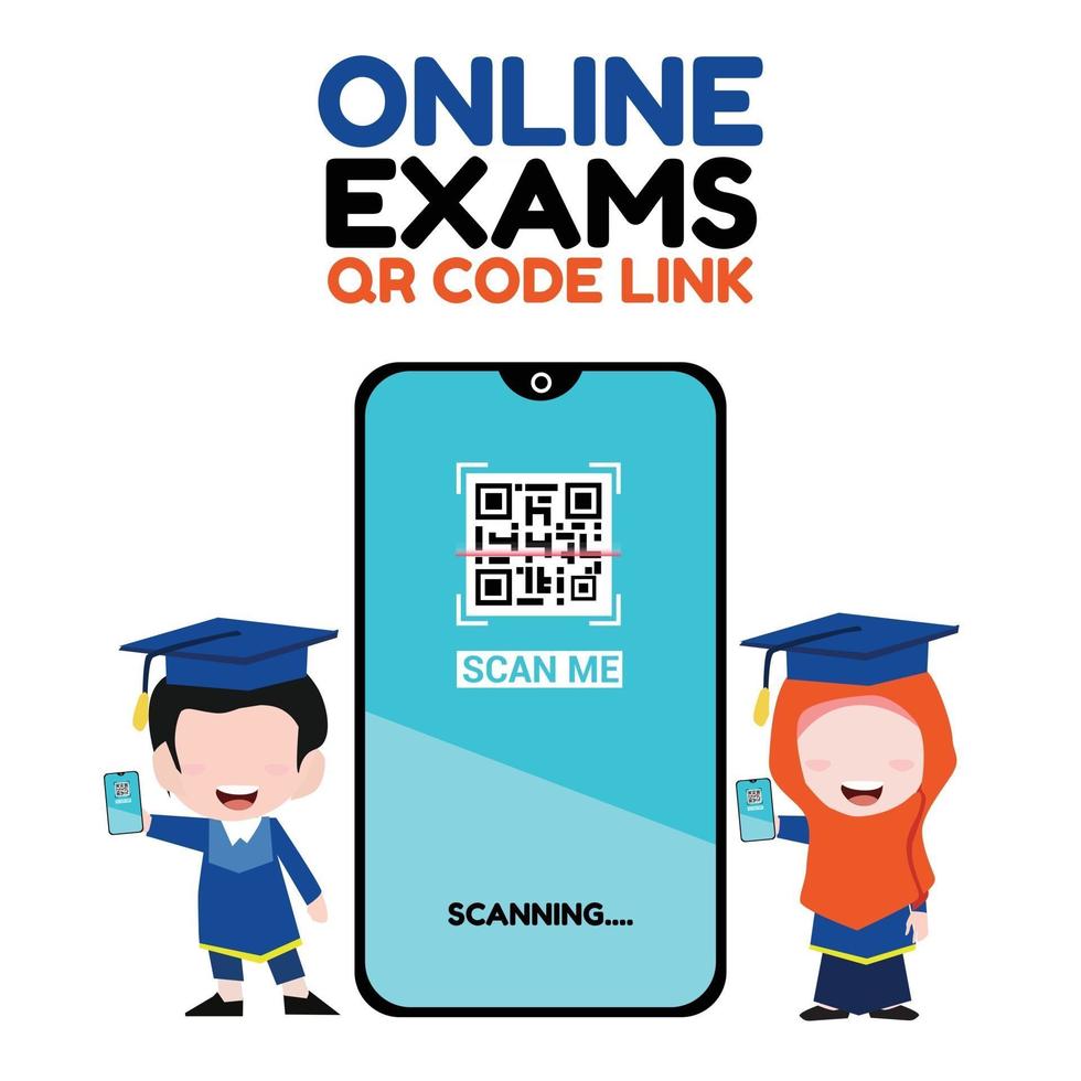 online exams qr code scanning vector
