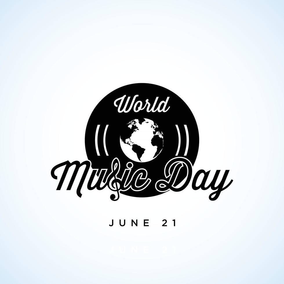 feliz día mundial de la música celebración mano dibujar tipografía - vector