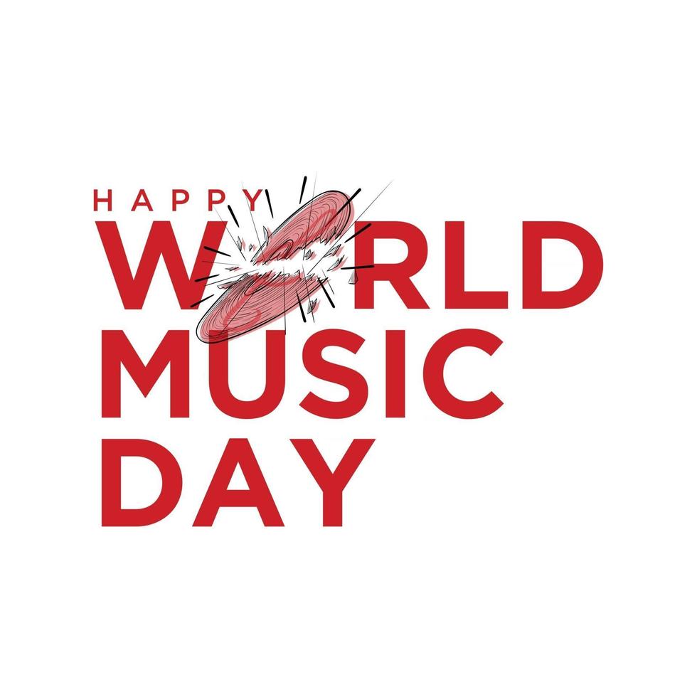 Happy world music day celebration Hand draw typography - Vector