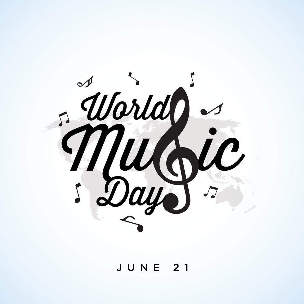 feliz día mundial de la música celebración mano dibujar tipografía - vector