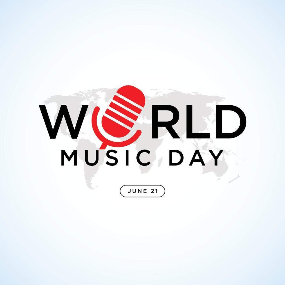 Happy world music day celebration Hand draw typography - Vector