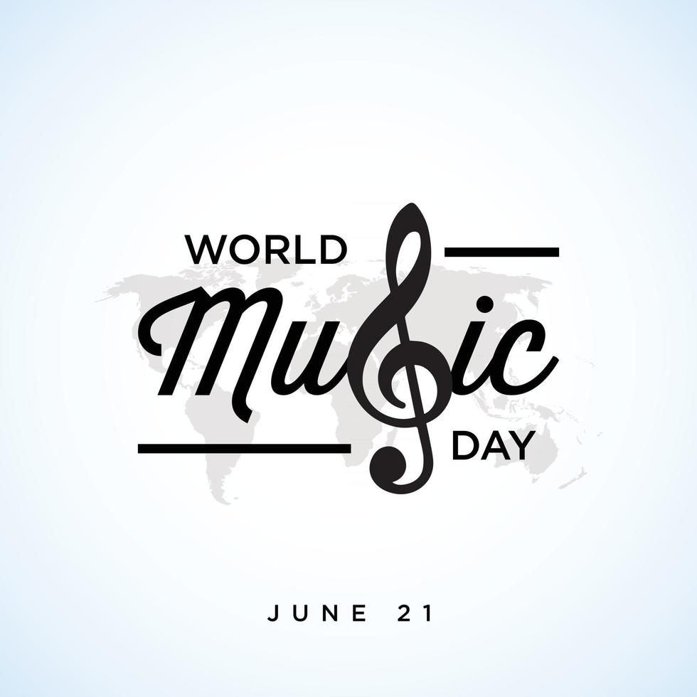 Happy world music day celebration Hand draw typography - Vector