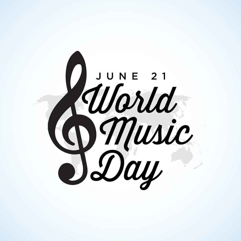 Happy world music day celebration Hand draw typography - Vector