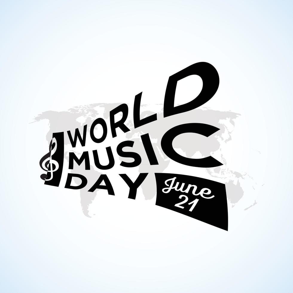 feliz día mundial de la música celebración mano dibujar tipografía - vector